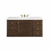 James Martin Vanities Amberly 48in Single Vanity, Mid-Century Walnut w/ 3 CM White Zeus Top 670-V48-WLT-3WZ